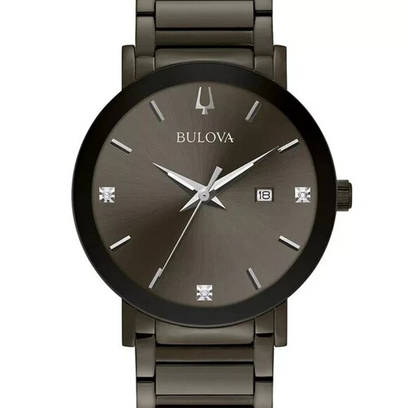 Bulova Men's Modern Quartz Calendar Gray Stainless Steel Watch 42 MM 98D158 - Picture 1 of 4